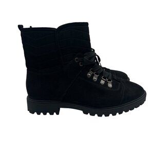 Cloudwalkers Womens Plus Boots Size 12 Jackie L Black Faux Suede Wide Lace NEW